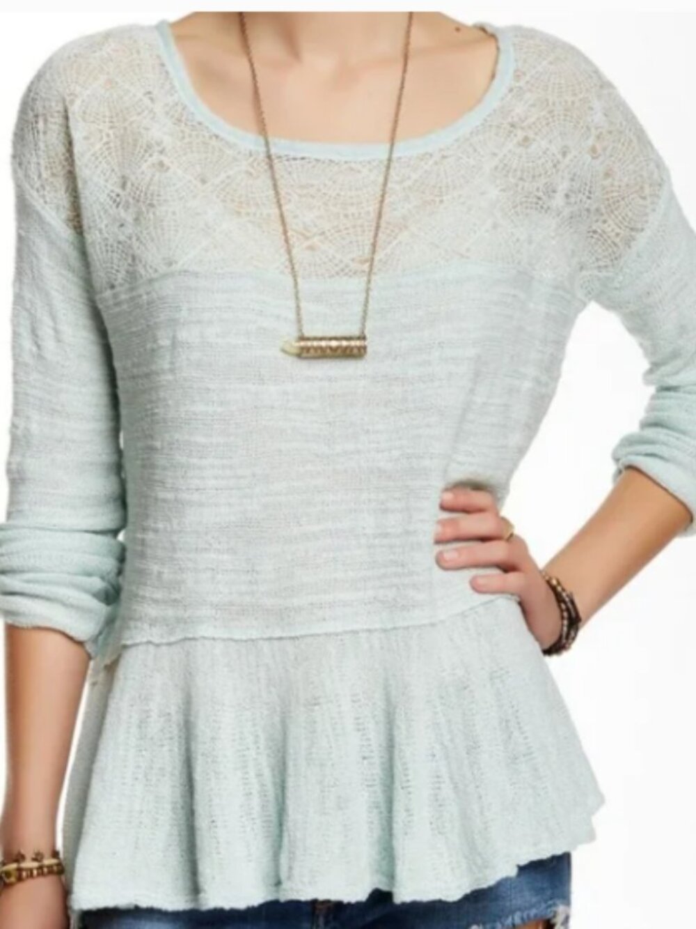 Free People Kristobel Ruffled Sweater Top Size NWT